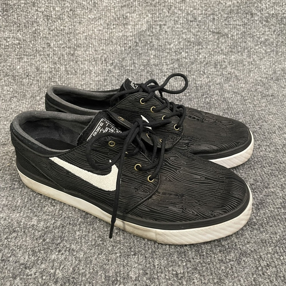 Nike SB Zoom Stefan Janoski Mens Sz 7 Black Wood Grain Skate Sneakers 631298
